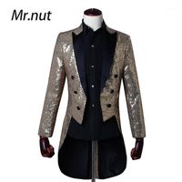 Men Sequin Slim Fit Tuxedos Blazer Blue Gold Purple Sliver Stage Singer Prom Dresses Costume Wedding Groom Suit Jacket1
