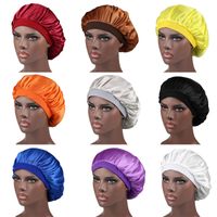 Alta banda elástica cor sólida cetim chapéu de noite para mulheres menina macio tampões de dormir bonnet beanie fashion headwear