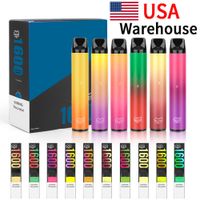 Bladerdeeg XXL-bladerdeegstaven 1600 Zuigers Wegwerp E Sigaretten Vape Pods 850mAh Batterij Prefuled Bar Vaporizer Damp 6.5 ml USA Warehouse 60 kleuren