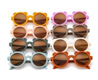 Sommer Baby Sonnenbrille Matte Gläser Kinder Mode Brillen Flut Runde Rahmen Vintage Mokka Farbe Glasse Uv400 Goggle Kinder
