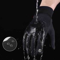 Textile Winter Touch Screen Thicken Warm Water Proof Gloves Non-slip Stretch Men Solid Color Glove Imitation Wool Full Finger Outdoor Skiing Cycling ZXFEB1328