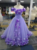 2021 Gerçek Pics Kapalı Omuz Gelinlik Modelleri Bayan Akşam Elbise Örgün Kat Uzunluk El Yapımı Çiçekler Ile Özel Yapılmış Giyim