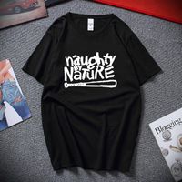 Camisetas para hombres Naughty by Nature School Old Hop Hop Rap Skateboarding Music Band 90s BBoy Bgirl T-shirt negro Algodón Camiseta Top Tops