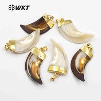 WT-JP073 Zierlicher Anhänger mit schönen Streifen in Hornform weiße Blumenschale mit Gold verschlossen Anhänger für Frauen Vogue-Halskette G0927