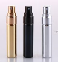 New200 adet 5 ml UV Altın Gümüş Siyah Parfüm Atomizer Boş Şişe Parfum Kadınlar Cep Sprey Doldurulabilir Cam Şişeler RRA7899