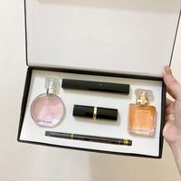 2022 SALEST SALE SET 15ML Perfume Lipsticks Eyeliner Mascara 5 in 1 with Box Lips Cosmetics Kit for Women Gift Drop Fread Free