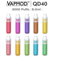 Authentische VapMod QD40 Mesh-Coil-Einweg-E-Zigaretten-Gerät 3000 Puffs 1250mAh-Batterie 8ml Vorgefüllte Pod-Patrone VAPE PEN VSA35