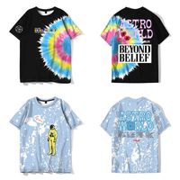 Chaqueta para hombre Travis Scott T Shirts camisetas de manga corta letras sueltas casuales hombres de gran tamaño splash-tinta impresión estilo calle al aire libre transpirable