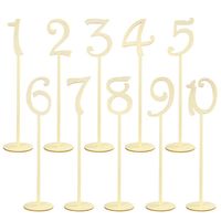 Party Decoration NUOLUX 10pcs 1-10 Wooden Table Numbers With Holder Base Seat Number Cards For Wedding Or Home (Wood Color)