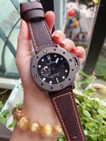Saatı Erkekler Otomatik Mekanik Paslanmaz Çelik Titanyum Kauçuk Siyah Kahverengi Deri Aydınlık 3 Gün Güç İzle 47mm