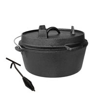 25 cm hierro fundido holandés horno camping pote al aire libre portátil multifunción utensilios de cocina guiso barbacoa sopa picnic pots