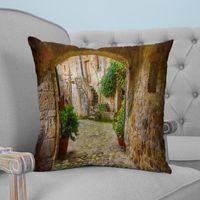 Yastık kasa şehir köşesi baskılı atış peluş kumaş yastık kılıfı ev dekoratif