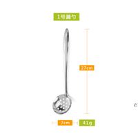 Sopa de aço inoxidável colher sopa cozinha shell vazamento utensílios longa mingau gwd11614
