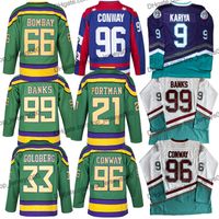 미국에서 우주선 Mighty Ducks Hockey Jersey 96 Charlie Conway 99 Adam Banks 66 Gordon Bombay 33 Greg Goldberg Jerseys Mens Movie