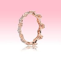 Fashion Rose gold Yelllow gold platd Rings Women Mens Summer Couples Ring for Pandora CZ diamond Flower Crown Ring with Original box