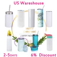 Local warehouse Sublimation Tumbler 15 20 30oz STRAIGHT Skinny Glow in Dark Cups Sippy Cup Handle Mug Press Bullet Tumblers Double-Wall Stainless Steel US Stock