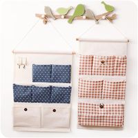 Creative Gran Simple Simple Hanging Bag Wall Finating Finishing Cajas de bolsillo de bolsillo de algodón y lino