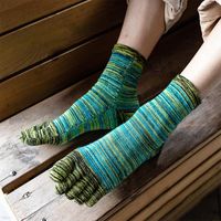 Men' s Socks Fashion Pure Cotton Striped Five Toe Men Sp...