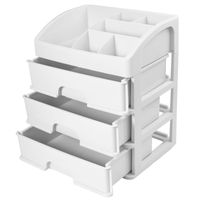 Storage Boxes & Bins Cosmetics Stratified Box Drawer Type Dresser Organizer Desktop Makeup Holder Shelf(Beige) (Three-Layer)
