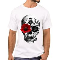 T-shirts T-shirts FPACE Mode Sugar Skull Day van de Dode Mannen T-shirt Hipster Retro Rose Gedrukt T-shirts Korte Mouw T-shirts Geek Tee