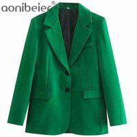 NXY Women 's Suit Aonibeier 2022 Za Frau Green Pak Traf Jas Herfst Nounch Kraag 여성 캐주얼 블레이저 오버웨어 탑 2 Stuks Sets 22 1222