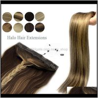 Wefts Gerade Fischlinie Halo Unsichtbare Remy Human Hair Extensions Blonde Goldene Farbe PPPQA PMCZ4