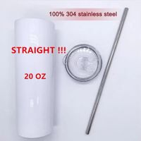 STRAIGHT! 20oz Sublimation Tumblers with Metal Straw 304 Stainless Steel Water Bottles Double Insulated Blank Outdoor Cups Mugs FY4275 Xu