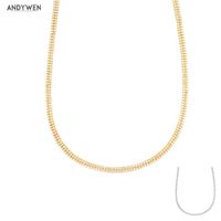 ANDYWEN 925 Sterling Silver Gold Double ZIrcon Pave Line Choker Necklace Long Chain Two lIne Fashion Fine Jewelry Rock Punk 210608