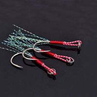 Crochets de jiggeurs lents High Carbon Acier Crochet Bateau Jig Bait Ligne Bait Thread Thread Assistant avec plume 12 # 14 # 16 # Pêche