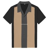 Camicia Charlie Harper Camicie a strisce verticali per gli uomini 50s Rockabilly Button-Down cotone manica corta abito vintage uomo casual da uomo