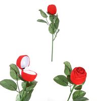 1 PC Romântico Ring Ring Caixa Flor Flocking Suporte de Veludo Propõe Engajamento Dia dos Namorados Presente Embalagem Jóias Caso Decorativo Flowe