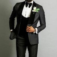 Мужские костюмы Blazers Мода черный бархатный свадьба смокинг для жениха с шалью отворот 3 шт. Мужчины Slim Fit Convuntos de Hombre Blazer наборы