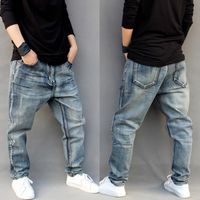 Jeans masculinos homens moda calças harlan solto hip hop plus skate de tamanho grande skate na moda homens denim roupas