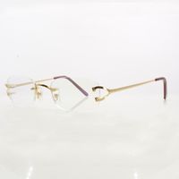 Luxusdesigner Gläser Vintage Eye für Frauen Metall Klar Randlose Glaskörper Frame Carter Womens Brillen Designer Marke Männer Zubehör V1k1