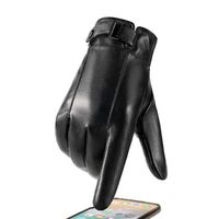 Nowe męskie rękawiczki wysokiej jakości miękki zagęszczona skórzana rękawiczka zimowa jesień moda czarne ciepłe rękawiczki