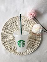 Starbucks 16 oz / 473 ml Mermaid Plastik Bardak Kullanımlık Saman Süt Çay Soğuk Su Kupaları Ücretsiz DHL 1