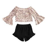 Citgeesummer Kids Girls T-Shirt und Shorts Set Mode Leopard Langarm Tops Feste Farbe Kurze Hosen Kleidung Sets