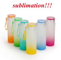 Sublimation Wasserflasche 500ml Mattes Glas Wasserflaschen Gradienten Leerer Tumbler Getränk Ware Cups Wht0228