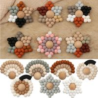 Soothers & Teethers 1Pc Baby Nursing Teether Beech Wood Safe Silicone Beads Teething Bracelets Borns Toddlers Rattle Montessori Toys