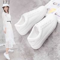 Hot Fashion Spring New Designer Breathble Vulcanized Shoes Woman Pu Leather Tenis Feminino Lace-up White Sneakers Size 35-42