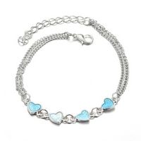Ladies Beach Style Blue Glowing Heart Fringed Ankle Chain