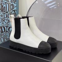 GÜZ / KIŞ KAYIT KİRALAMA Karışık Beyaz Dolaşık Platformu Ayak Bileği Çizmeler Düz Deri Chelsea Boot Yuvarlak Ayak Slip-On Patik Lüks Tasarımcı Ayakkabı Kadın Fabrika Ayakkabı