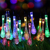 Strings 6m 30 LED Solar String Lights Landscape Christmas Light For Outdoor Garden Water Drop 8 Modes Waterproof