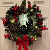 Couronnes de fleurs décoratives 35 cm Couronne de Noël Porte de Noël Garales orranments Joyeux décor pour la maison 2022 Happy Year Naviidad Pendants