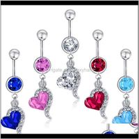 & Bell D0144-4 ( 4 Colors ) Mix Color Heart Style Belly Button Ring Navel Rings Body Piercing Jewelry Dangle Aessories Fashion Charm Drop De