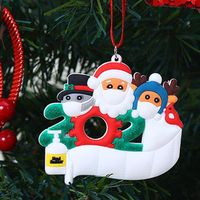 Christmas Ornaments Customized Gift Survivor Santa Claus Family Hang Decoration Snowman Pendant With Face Mask Hand Sanitizer Xmas gifts a42