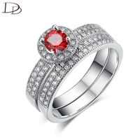 Wedding Rings DODO Silver Color For Women Punk 2 Pcs Ring Sets Charming Red Austrian Crystal Anel Fashion Zirconia Jewellery Dd091