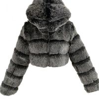 Giacche da donna Donne Fashion Inverno Inverno Faux Pelliccia Cappotto ritagliato Fluffy Zip con cappuccio Calda Giacca corta