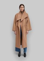 تمتزج الصوف النسائي Totem* Long Coat Annecy Series Silhouette Side Slit للنساء للنساء حجم كبير وصول ربيع 2022