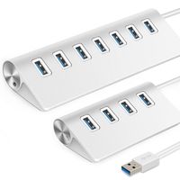 4 7 Port USB 3.0 Hub Aluminium-Datennabe mit 5V / 4A 20W USB-Splitter-Netzteil 4.9FT USB-Kabel für Desktop-PC-Laptop